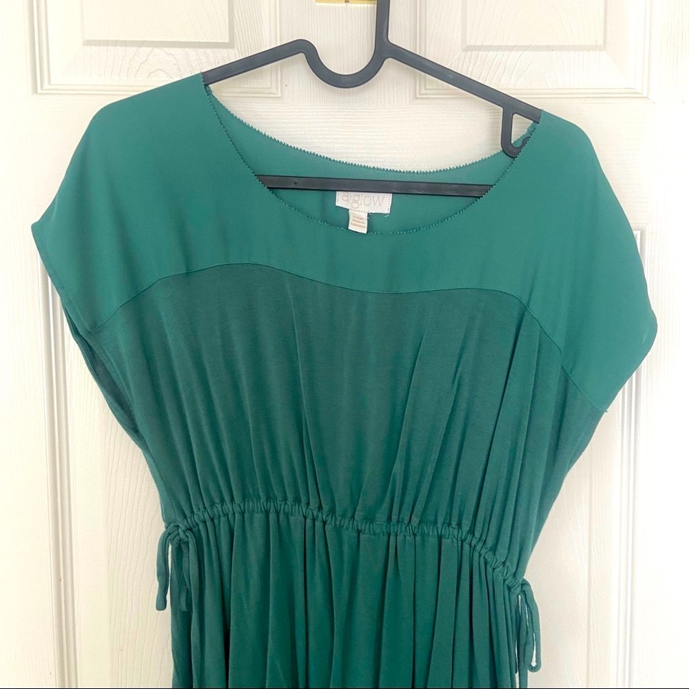 A:glow green chiffon tie waist green maternity top Small EUC